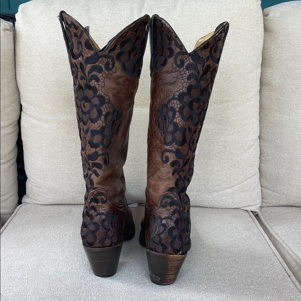 Corral‎ Lace Embroidered Cowboy Boots. Size 10 - Picture 7 of 11